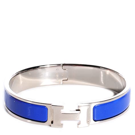 HERMES Enamel Narrow Clic Clac H Bracelet PM Bleu Atoll 